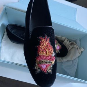 Lanvin Paris men’s loafers/slip-on, heart logo embroidered.